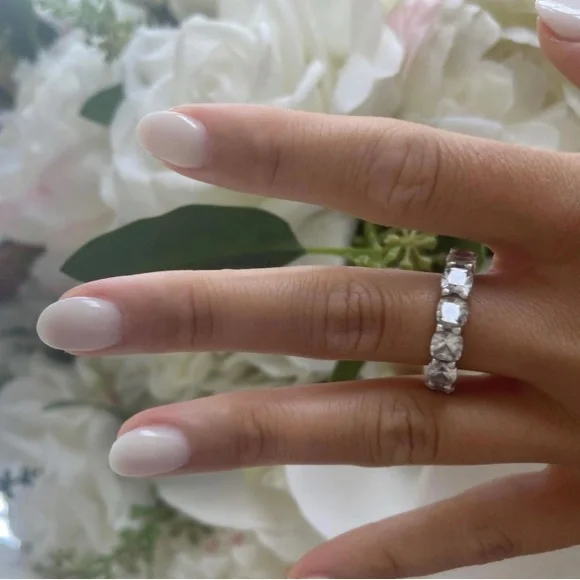 Italo Cushion Cut Wedding Band Eternity Band For Women 925 Sterling Silver - Picture 10 of 12